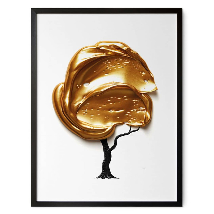 Poster Baum mit goldener 3D-Krone - Mielu - WA460187