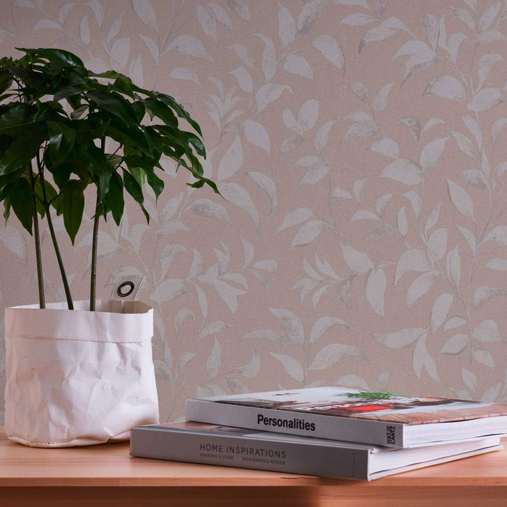 Vliestapete Grau Silber - florale Blättertapete - Tapete Wohzimmer Schlafzimmer Küche - WA395971