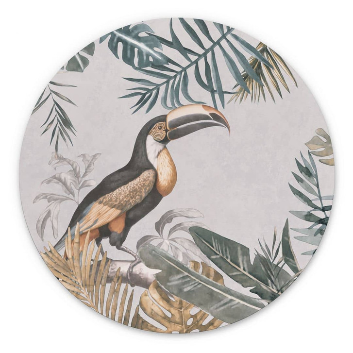 Wandbild Tropischer Wald mit Tukan - Haase - Alu- Dibond - Rund - WA394189