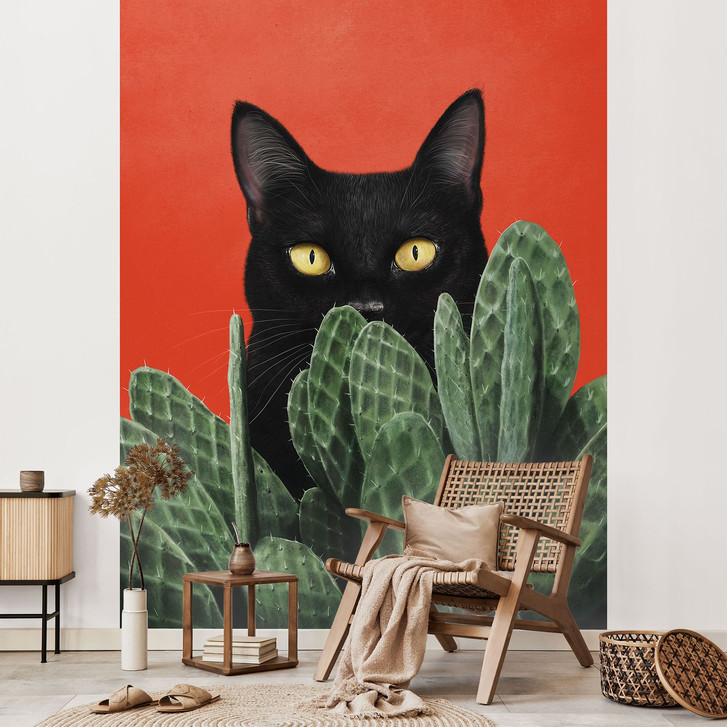 Fototapete Schwarze Katze im Kaktus-Versteck - Korenkova - WA515822
