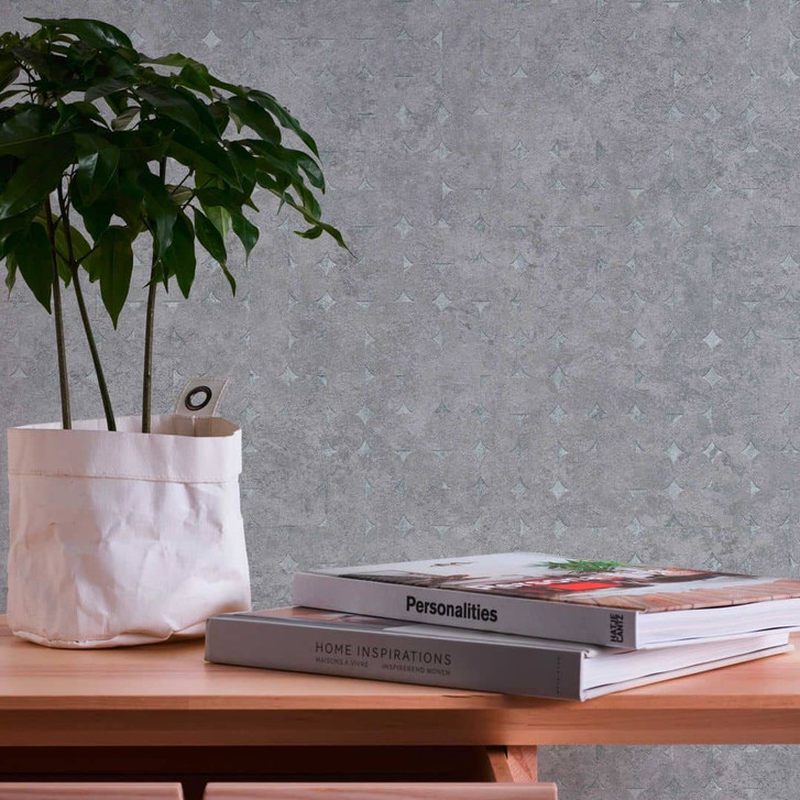 Geometrische Muster-Tapete Kühles Grau - Strukturierte Vliestapete - Moderne Wandakzente - WA397171