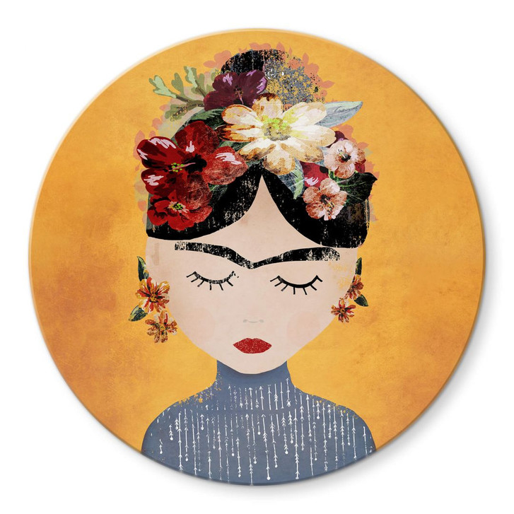 Glasbild Treechild - Blumige Frida - Rund - WA354215