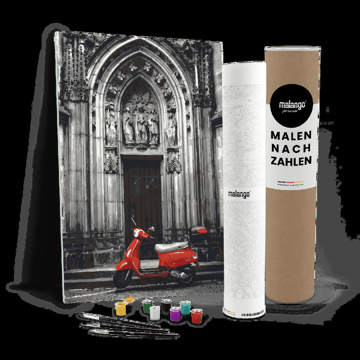 Malen nach Zahlen Leinwandbild - Rote Vespa - WA446764