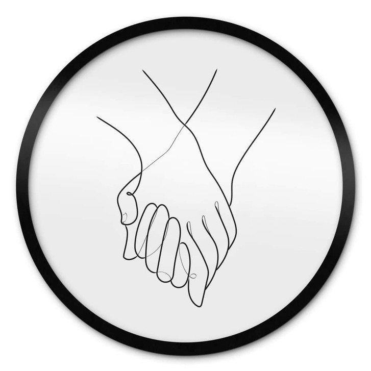 Poster 1X Studio - Line Art Hand in Hand - Rund - WA348579