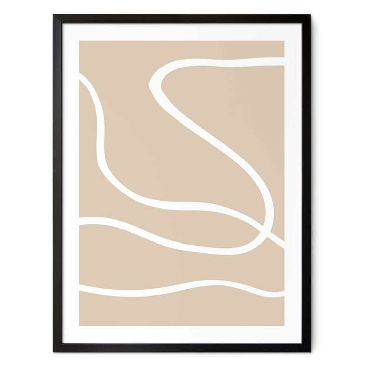 Poster 1X Studio - Weisse Pinselstriche auf Beige - WA354953