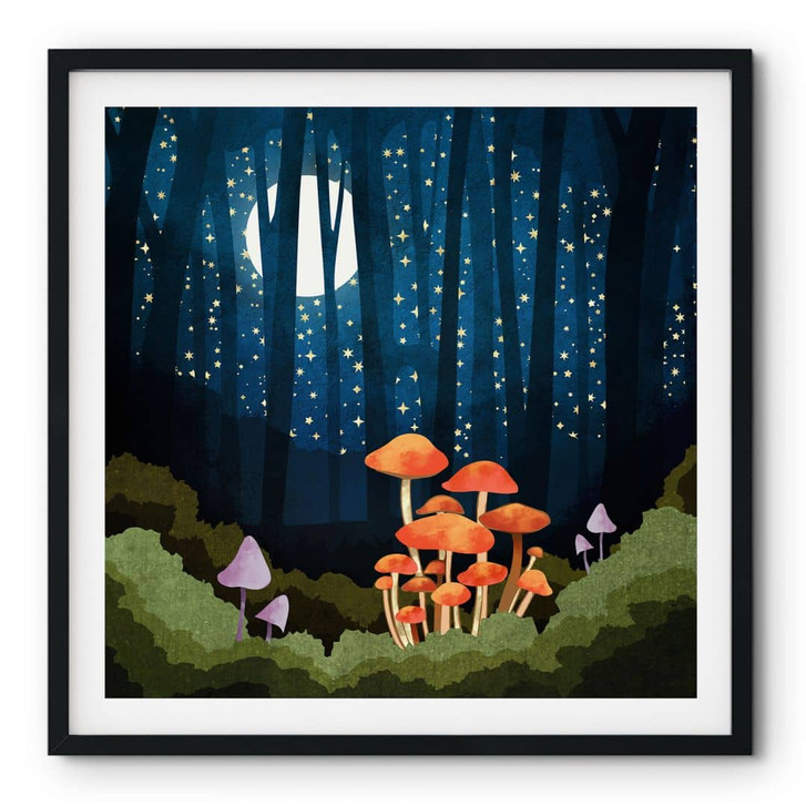 Poster Wald und Sterne in der Nacht - SpaceFrog Designs - Quadratisch - WA409580