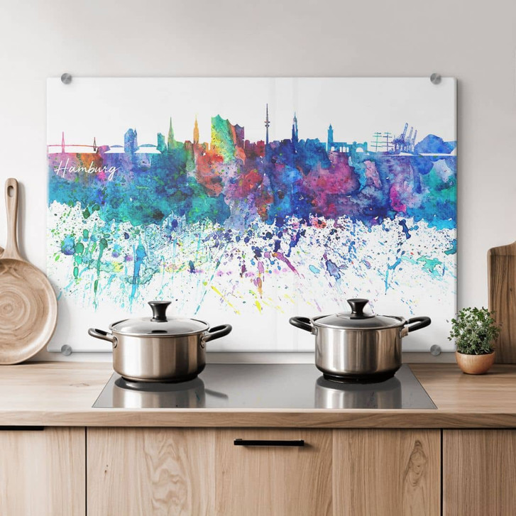 Spritzschutz Bleichner - Hamburg Aquarell Skyline - WA259713
