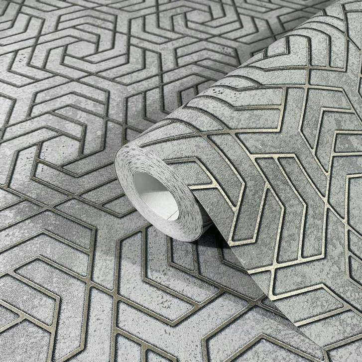 Vliestapete in 3D-Optik Grau Grafisch - WA450190