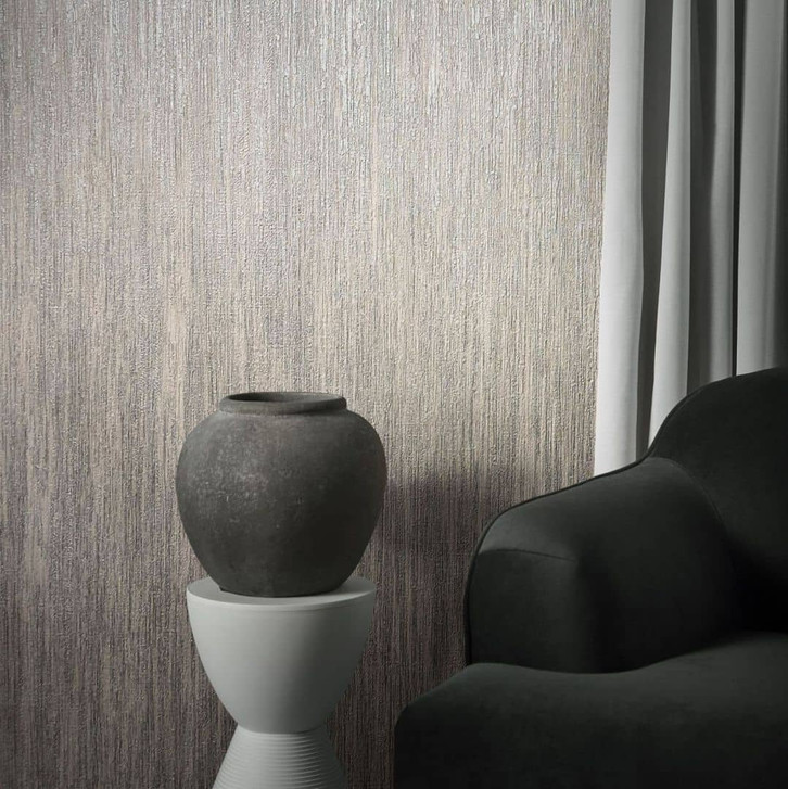 Vliestapete mit leichten Linien und Streifen grau, beige Uni - WA508835