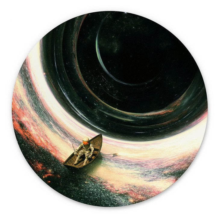 Wandbild Weltall: Astronaut im Boot - Nicebleed - Alu-Dibond - Rund - WA395220