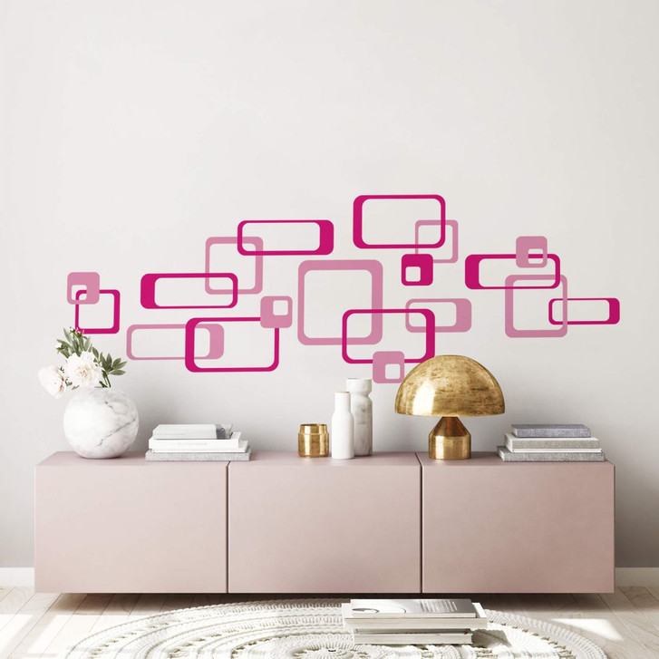 Wandsticker Retro Rechtecke pink - WA202349