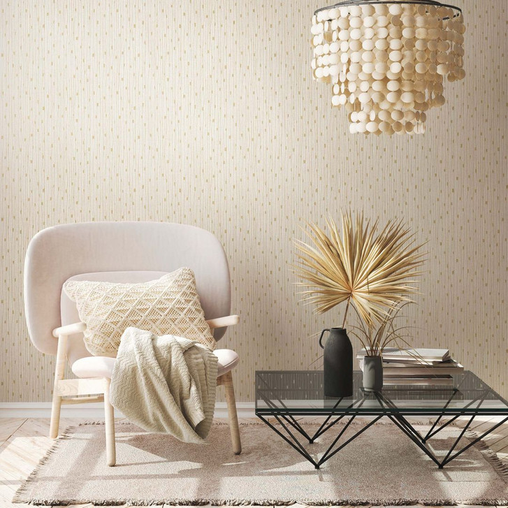 Design Tapete Creme Gold Mustertapete Vlies Wohnzimmer Vliestapete modern - WA352490
