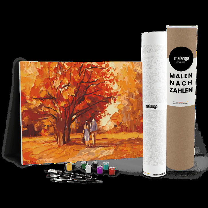Malen nach Zahlen Leinwandbild - Herbstspatziergang - WA447124