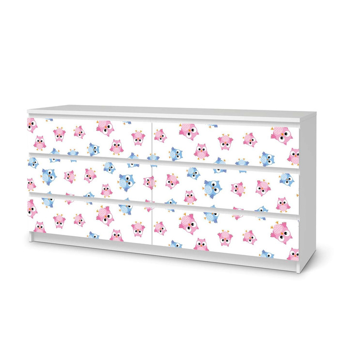 Möbelfolie IKEA Malm Kommode 6 Schubladen (breit) - Eulenparty - CR116551