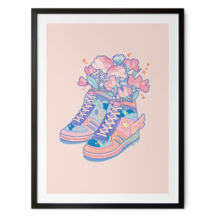 Poster Pastell Sneaker mit Blumen Kawaii - Hashimoto - WA483427