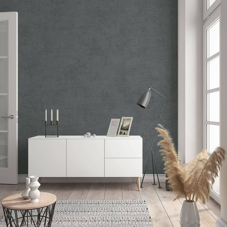 Vliestapete in moderner, feiner Struktur anthrazit Uni - WA450149