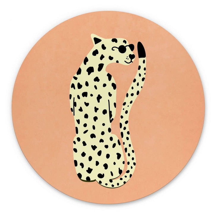 Wandbild Eleganter Gepard mit Sonnenbrille - Oltmanns - Alu-Dibond Rund - WA464488