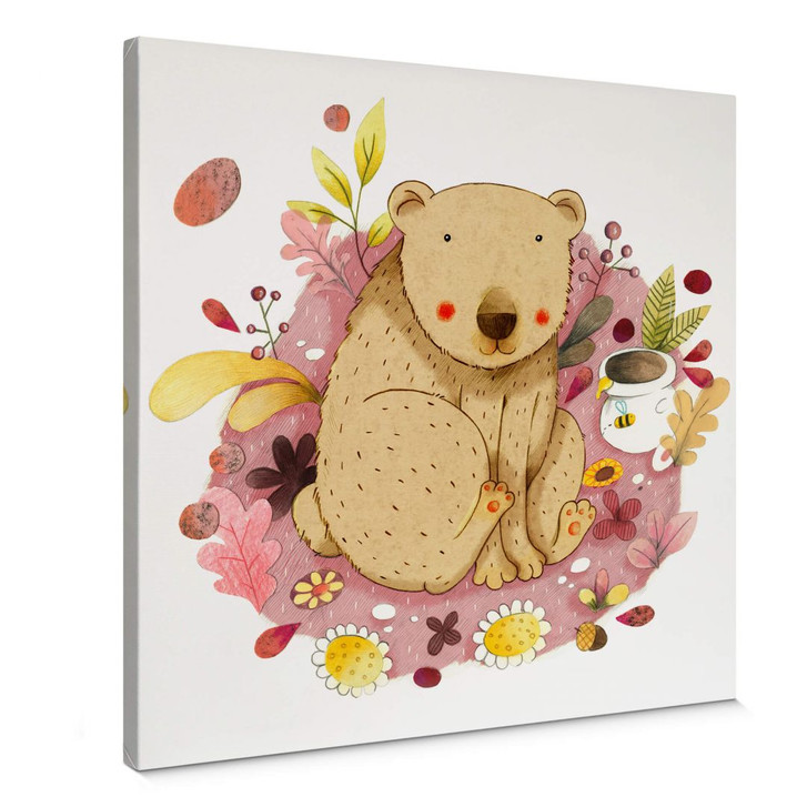 Leinwandbild Loske - Bär mit Honigtopf - WA368997