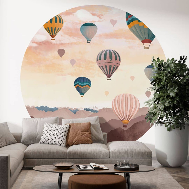 Fototapete Hoch hinaus mit den Heissluftballons - Goed Blauw - Rund - Selbstklebend/Vlies - WA471188