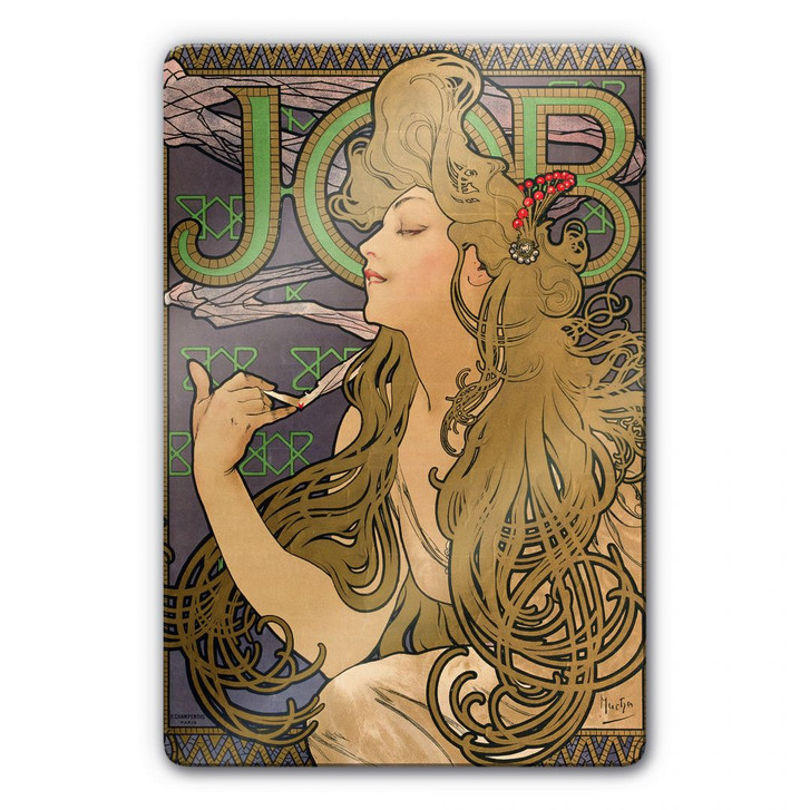 Glasbild Mucha - Werbeplakat für JOB - WA125865