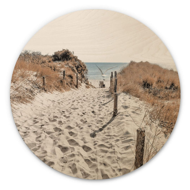Holzbild Strandaufgang Dünen - Rund - WA355636