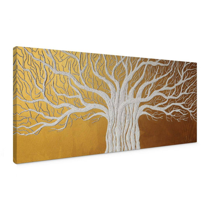 Leinwandbild Weisser Lebensbaum abstrakt - Grande - Panorama - WA449974