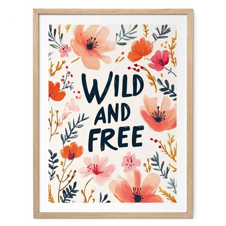 Poster Wild and free mit Aquarell-Blumen - Treechild - WA483825
