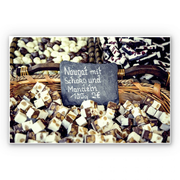 Wandbild Nougat mit Schokolade und Mandeln - WA195013