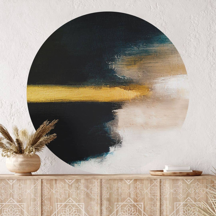 Wandtattoo Pinselstriche Gold und Schwarz - Haniff - Rund - WA412763