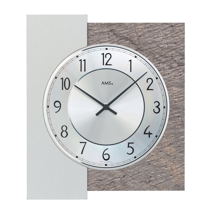 Wanduhr Holzgehäuse, Naturstein/Aluminium-Veredelung - UG100416