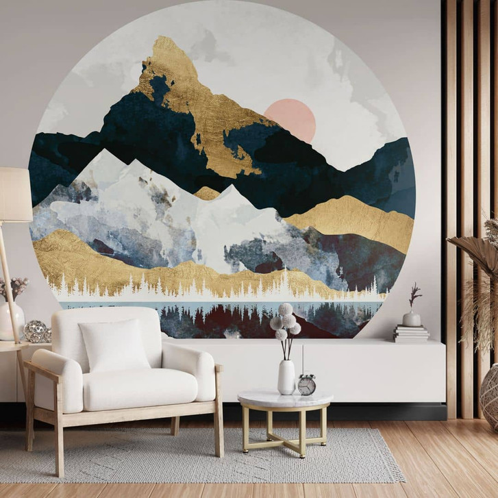 Fototapete Reflektion einer Winterlandschaft - SpaceFrog Designs - Rund - Selbstklebend/Vlies - WA470497