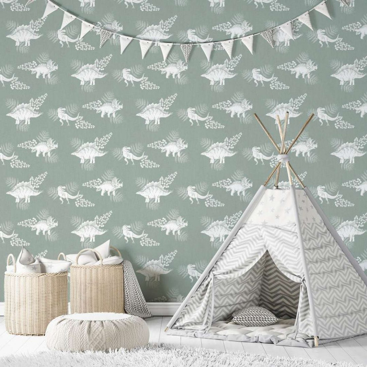 Kindertapete, Vliestapete mit Illustration Kids Walls grün, weiss - WA508455