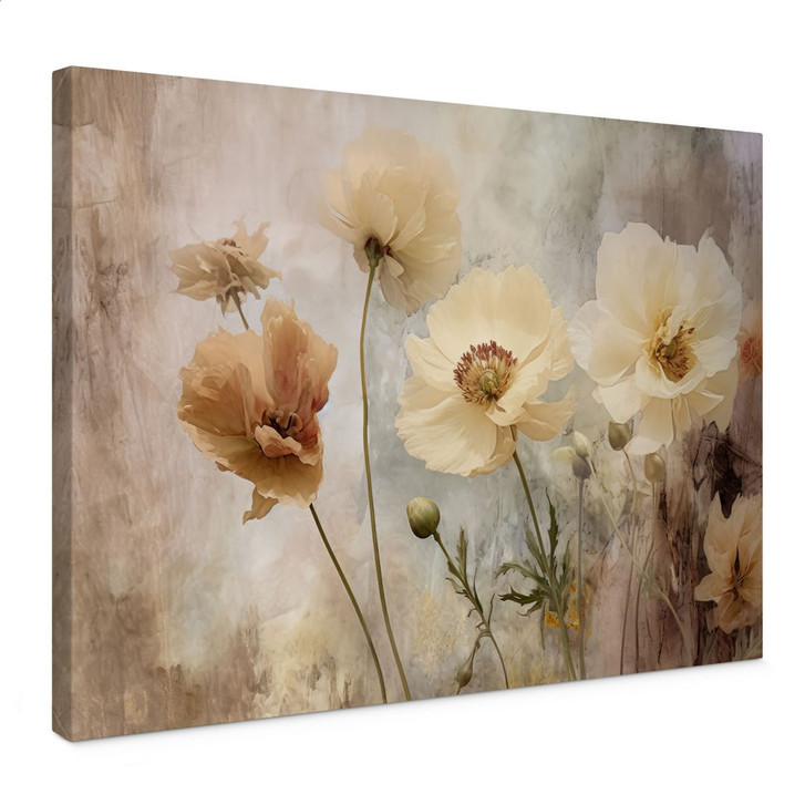 Leinwandbild Blumenpracht in warmen Pastelltönen | Florale Kunst - Paksoylu - WA432800