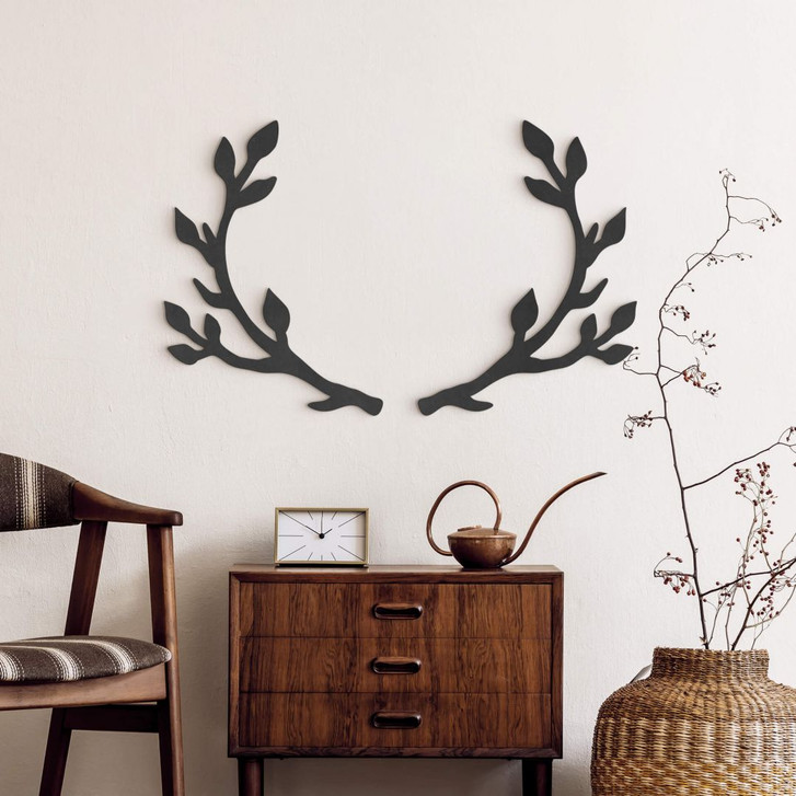 MDF Wanddeko Hirschgeweih Floral - WA378608