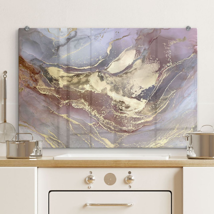 Spritzschutz Edle Strukturen in Gold und Violett - Shelest - WA486051