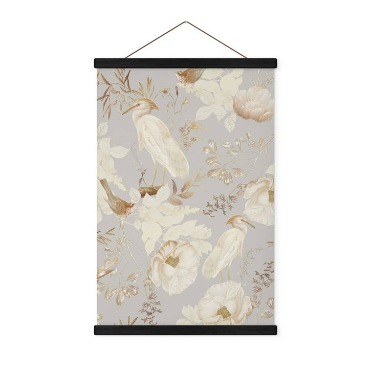 Stoffbild Vögel zwischen weissen Blumen - UN Designs - WA429355