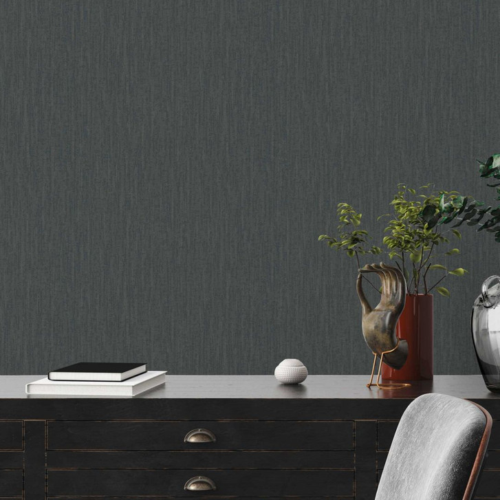 Vliestapete in Textil-Optik Schwarz - Gewebe-Tapete mit Design - WA506357