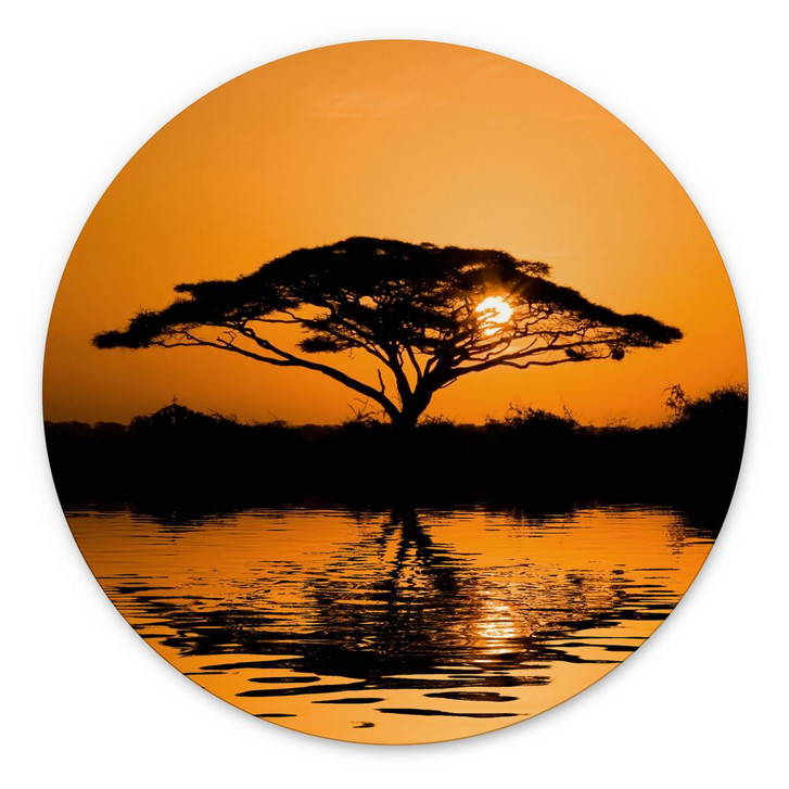 Wandbild Afrika | Romantische Landschaft fürs Wohnzimmer - Alu-Dibond Rund - WA506324
