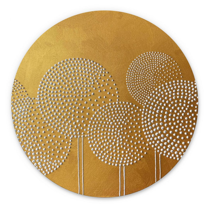 Wandbild Blumen aus weissen Perlen - Grande - Alu-Dibond - Rund - WA393982