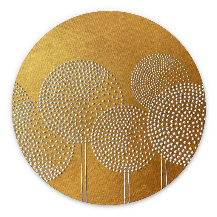 Wandbild Blumen aus weissen Perlen - Grande - Alu-Dibond - Rund - WA393983