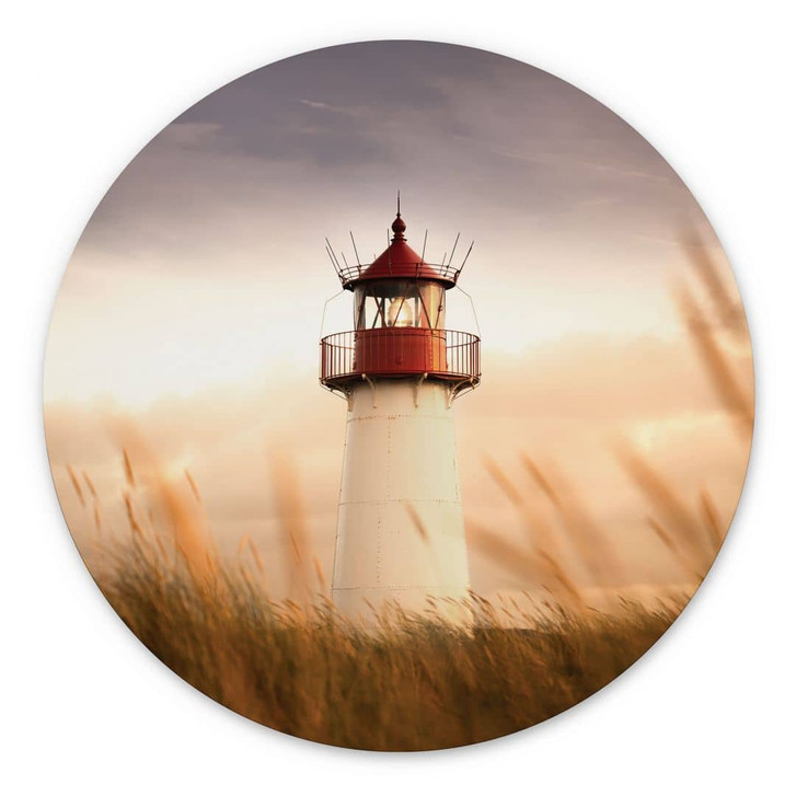 Wandbild Leuchtturm an der Küste von Sylt - Eisenmann - Alu-Dibond Rund - WA435157