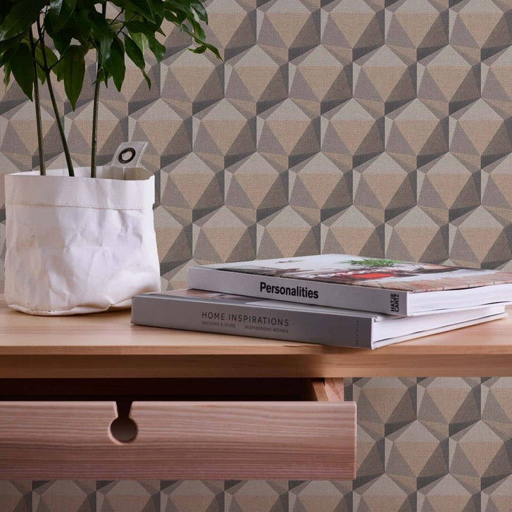 3D Tapete Beige Grau - Moderne Vliestapete geometrisch - WA423376