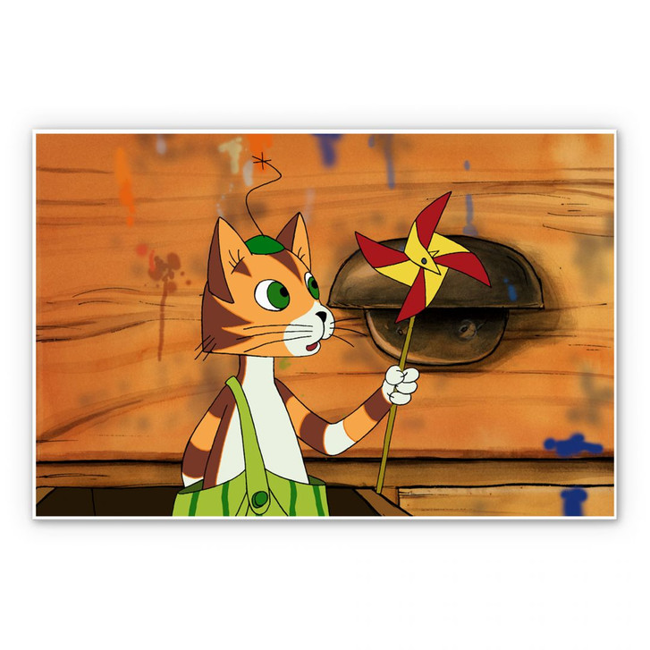 Hartschaumbild Pettersson und Findus - Findus und sein Windrad - WA130621