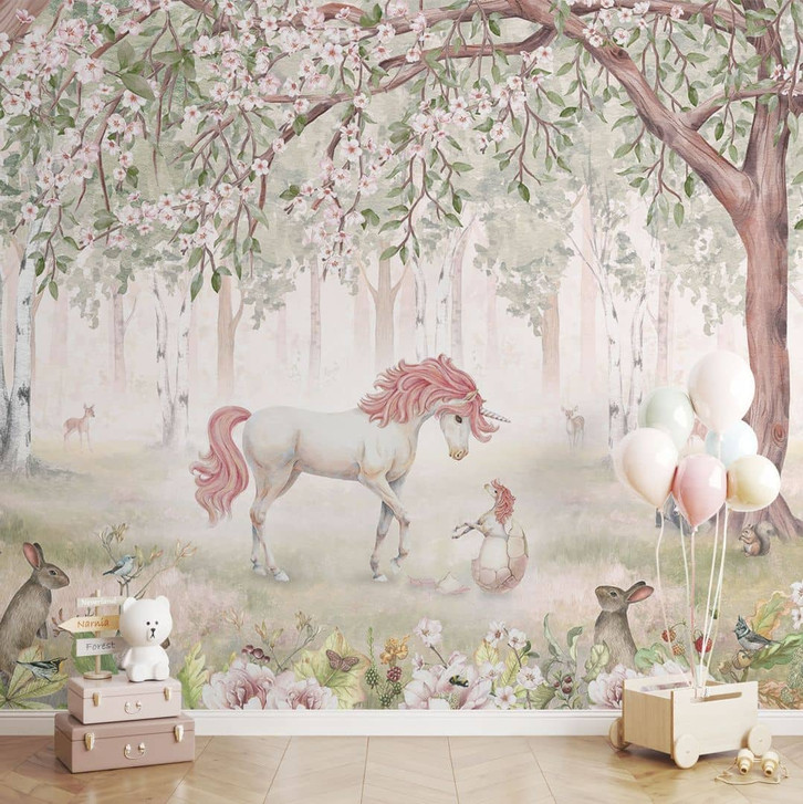 Kinderzimmer Fototapete Märchenhafter Wald mit Einhörnern - Kikki Belle - WA399011