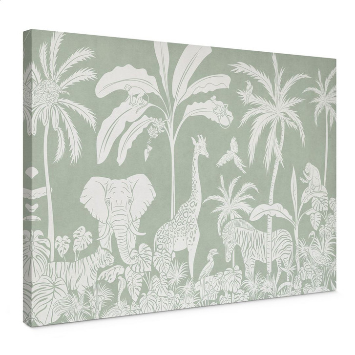 Leinwandbild Dschungeltiere in tropischem Grün - Kikki Belle - WA444131