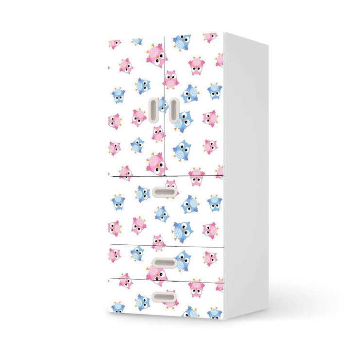 Möbelfolie IKEA Stuva / Fritids - 3 Schubladen und 2 kleinen Türen - Eulenparty - CR117564