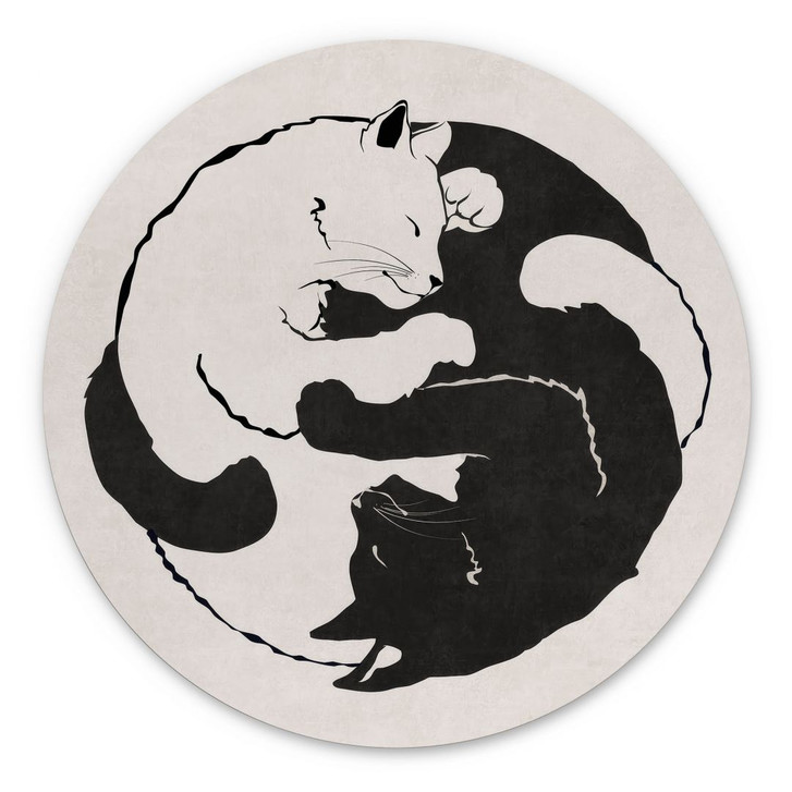 Wandbild Katzen Ying & Yang - Tunaboylu - Alu-Dibond - Rund - WA421915