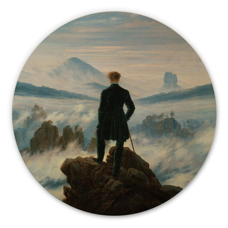 Holzbild Friedrich - Der Wanderer über dem Nebelmeer - Rund - WA355216
