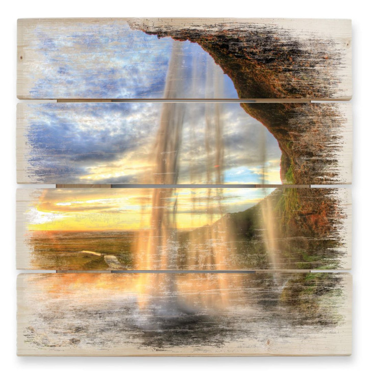 Holzbild Seljalandsfoss Wasserfall - 40 x 41.5 cm - WA132520