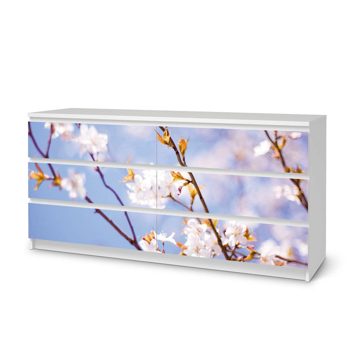 Möbelfolie IKEA Malm Kommode 6 Schubladen (breit) - Apple Blossoms - CR116523